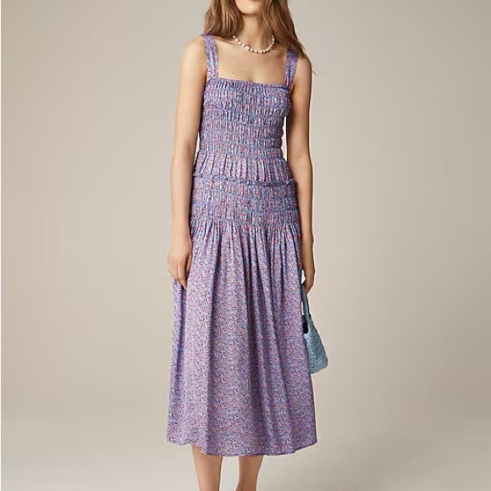 J. Crew Lavender Smocked Midi Dress